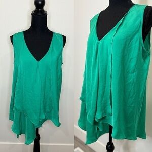 Ana Sousa Green Sleeveless V-Neck Women’s Blouse (Size 8)